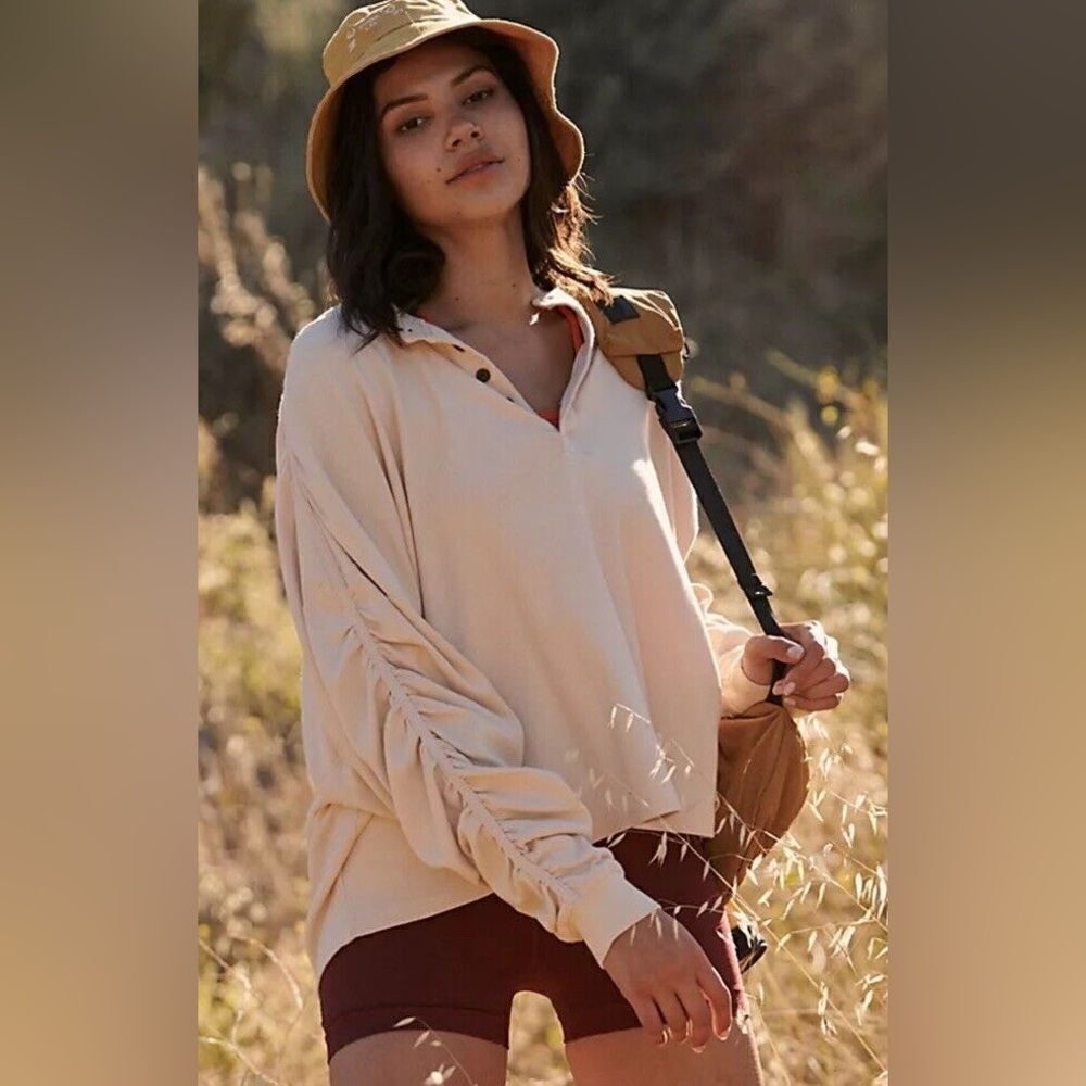 FREE PEOPLE | FP Movement Flow State Layer Top in Cream Color | Size L NWT